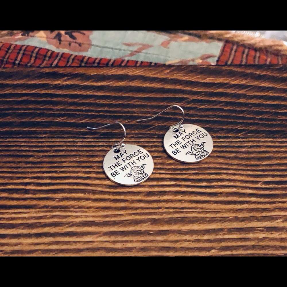 Handmade Star Wars Silver Drop Earrings NWT